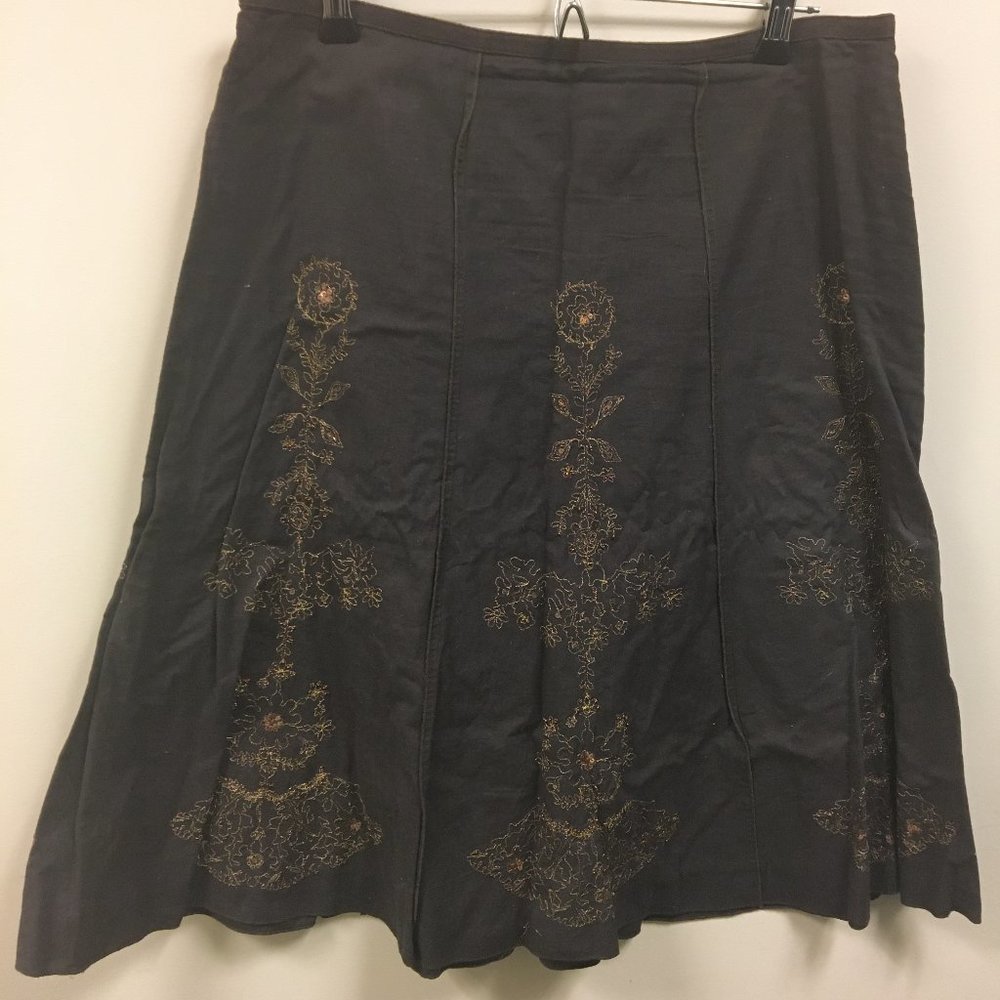 Liz Claiborne Brown & Metallic Beaded Skirt